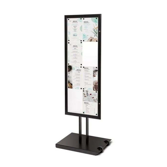 Bacheca per menu con ruote