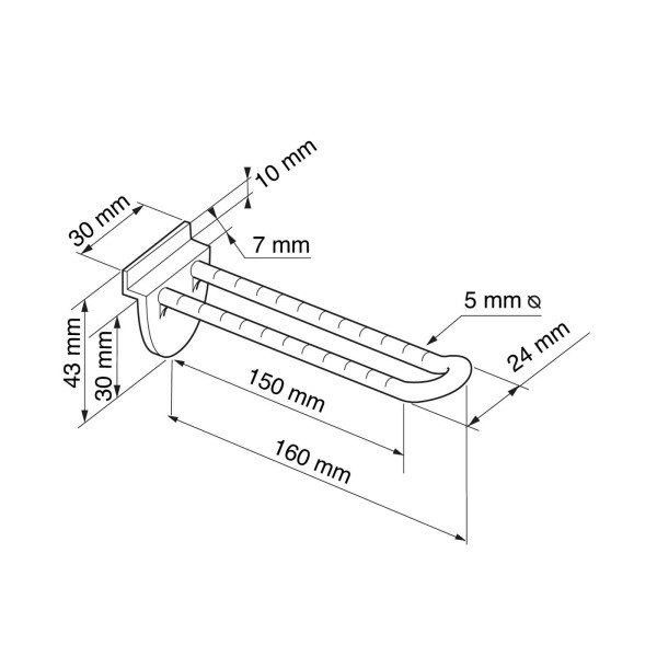 50 pz ganci plastica doppi per pannelli dogati lunghezza 15 cm
