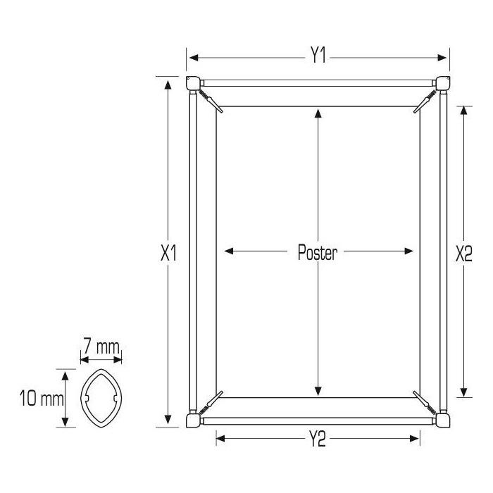 Cornice con pinze poster Stretcher 70x100 cm